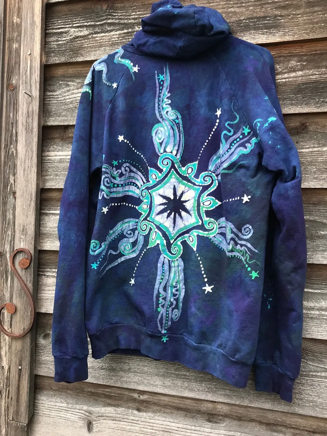 Mystical Mist By The Sea Shore Handmade Batik Hoodie - Size Large