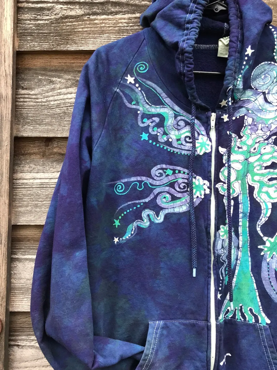 Mystical Mist By The Sea Shore Handmade Batik Hoodie - Size Large