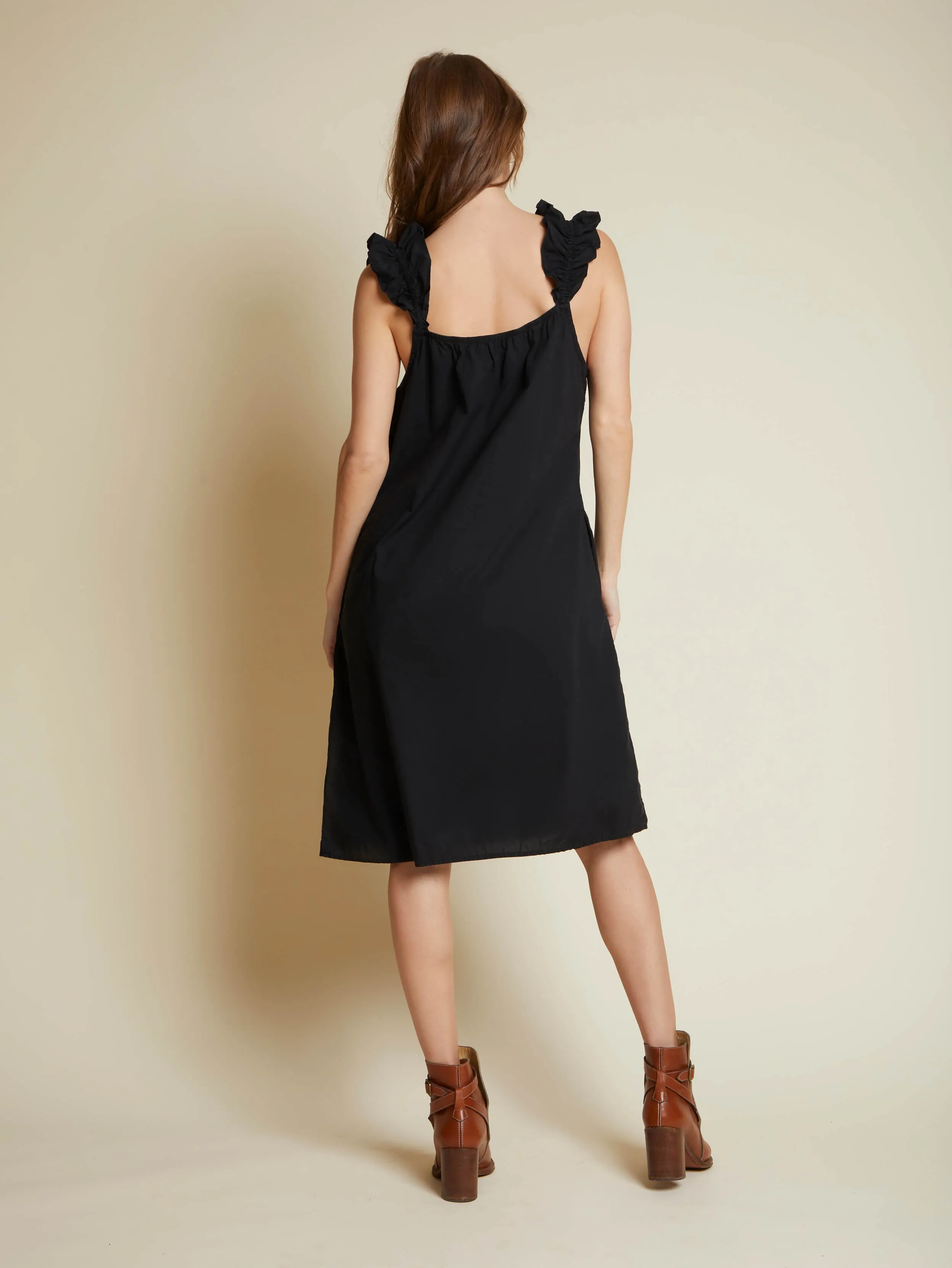 Nation LTD - Elena Frilly Ruffle Midi in Jet Black