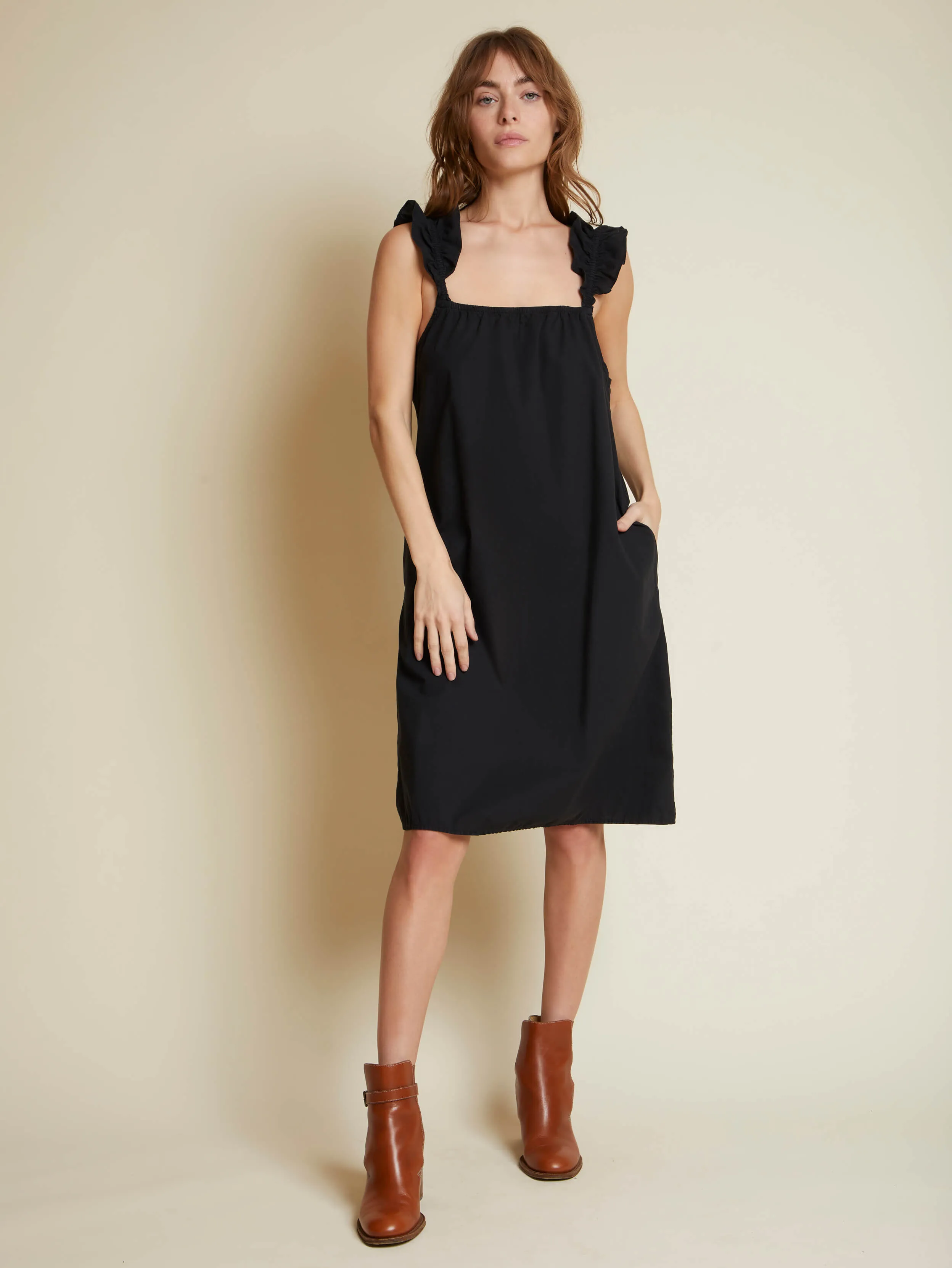 Nation LTD - Elena Frilly Ruffle Midi in Jet Black