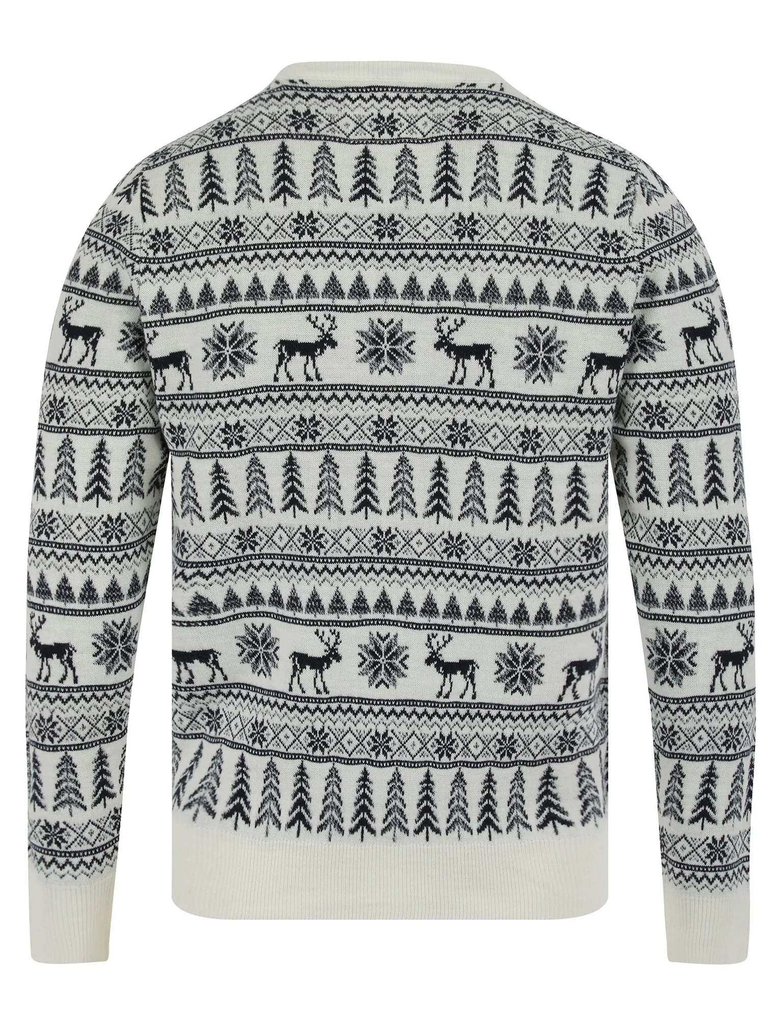 Nilsen Jacquard Nordic Fair isle Christmas Jumper in Winter White - Merry Christmas