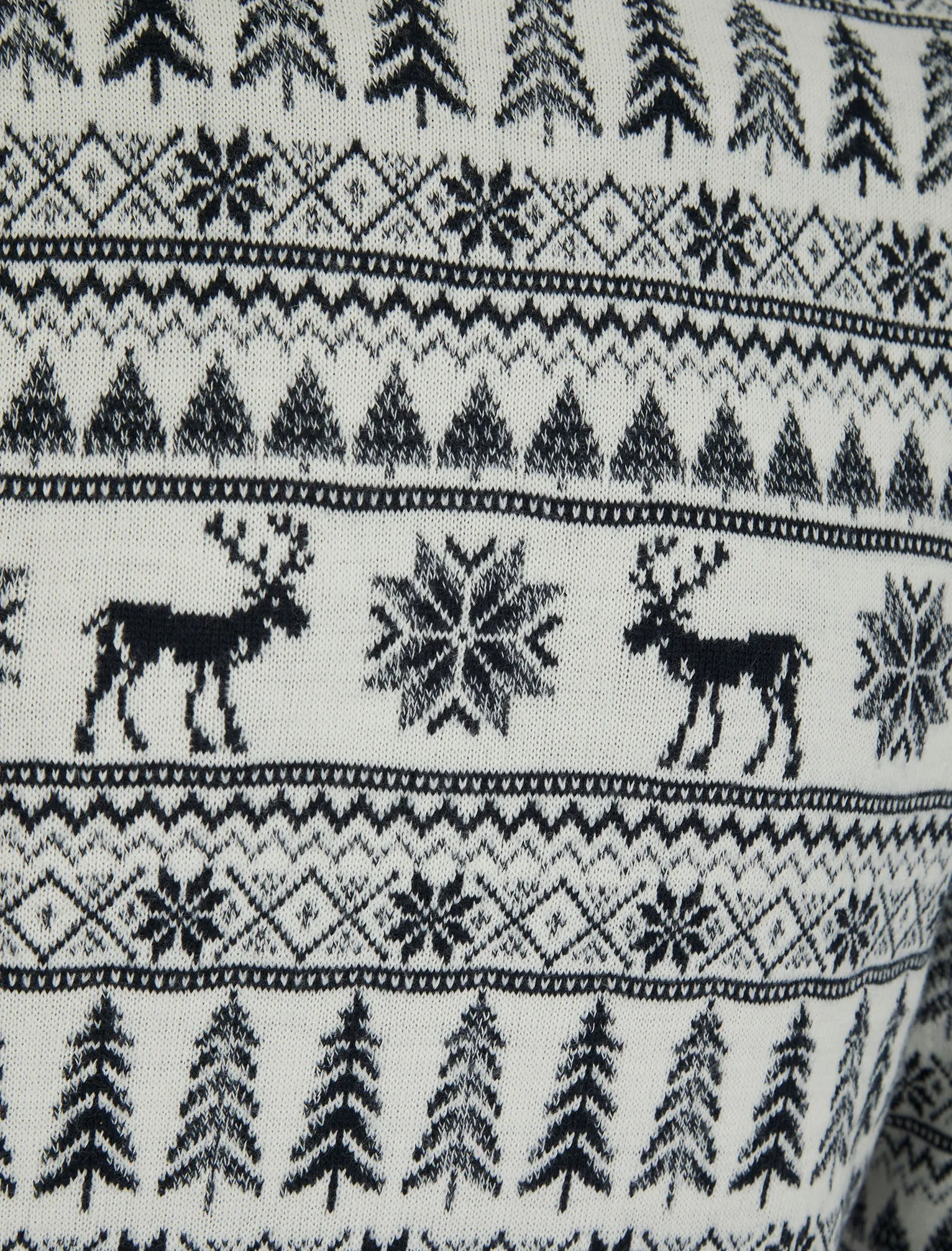 Nilsen Jacquard Nordic Fair isle Christmas Jumper in Winter White - Merry Christmas