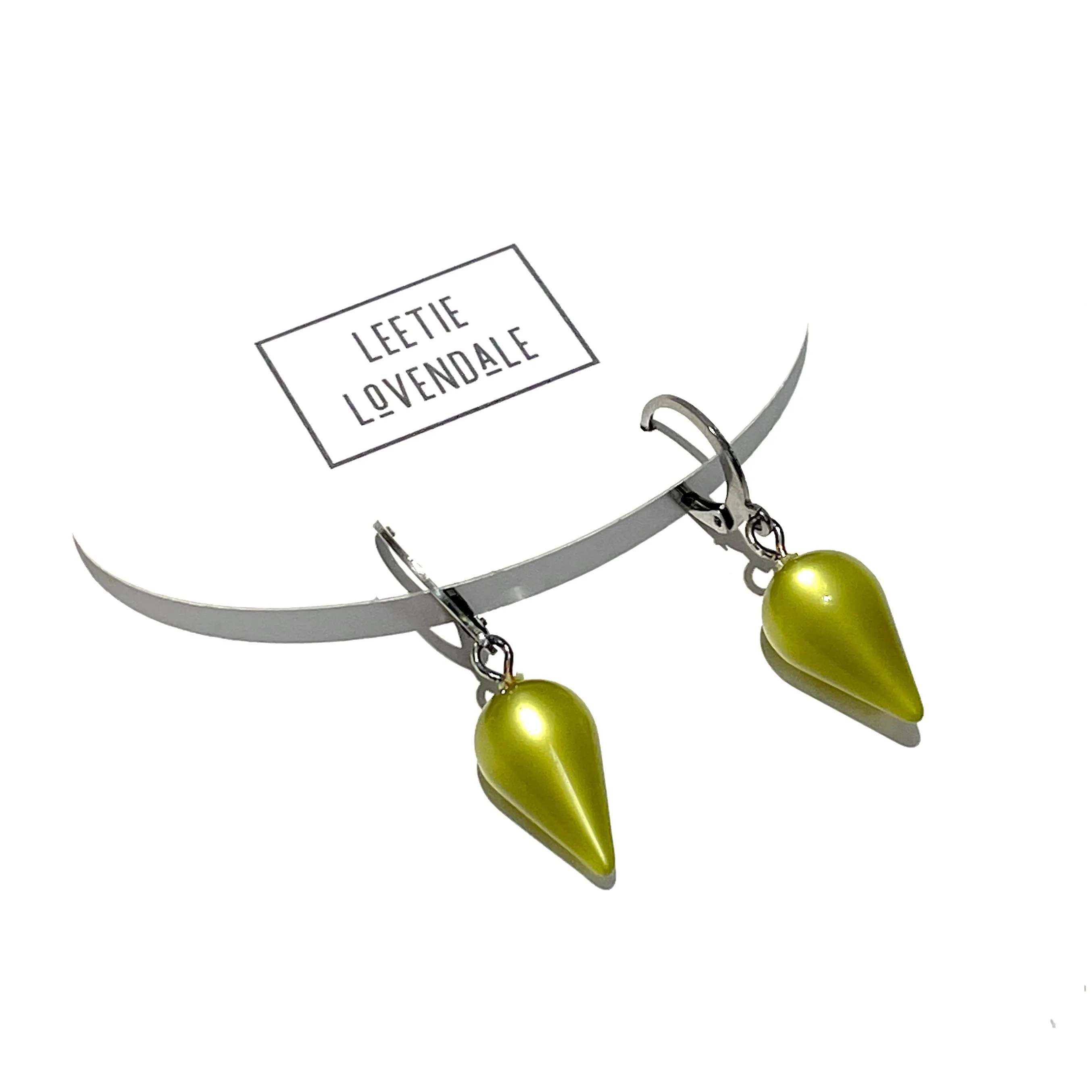 Olive Green Moonglow Midi Spike Cuff Hoops