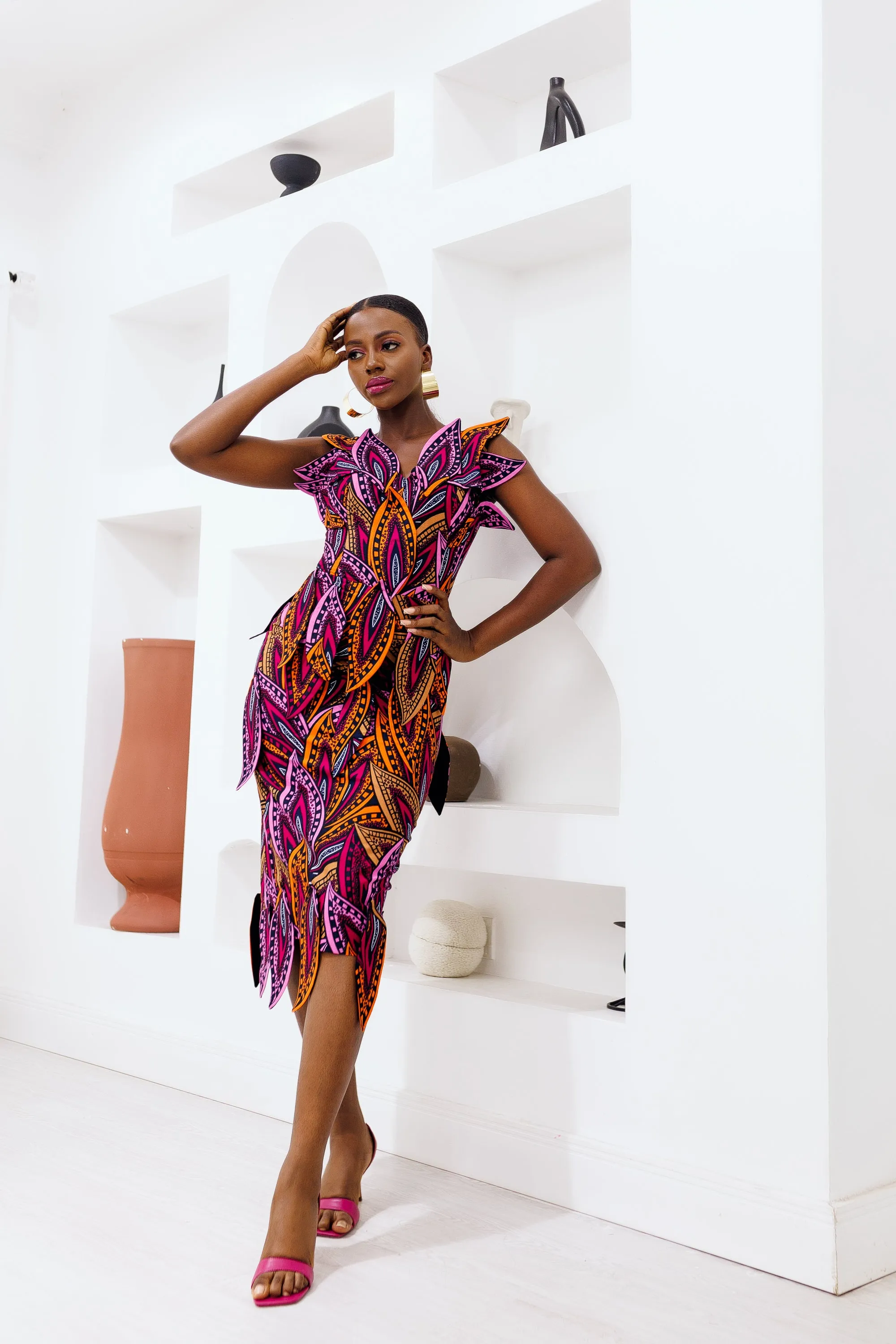 ONOME AFRICAN PRINT MIDI DRESS