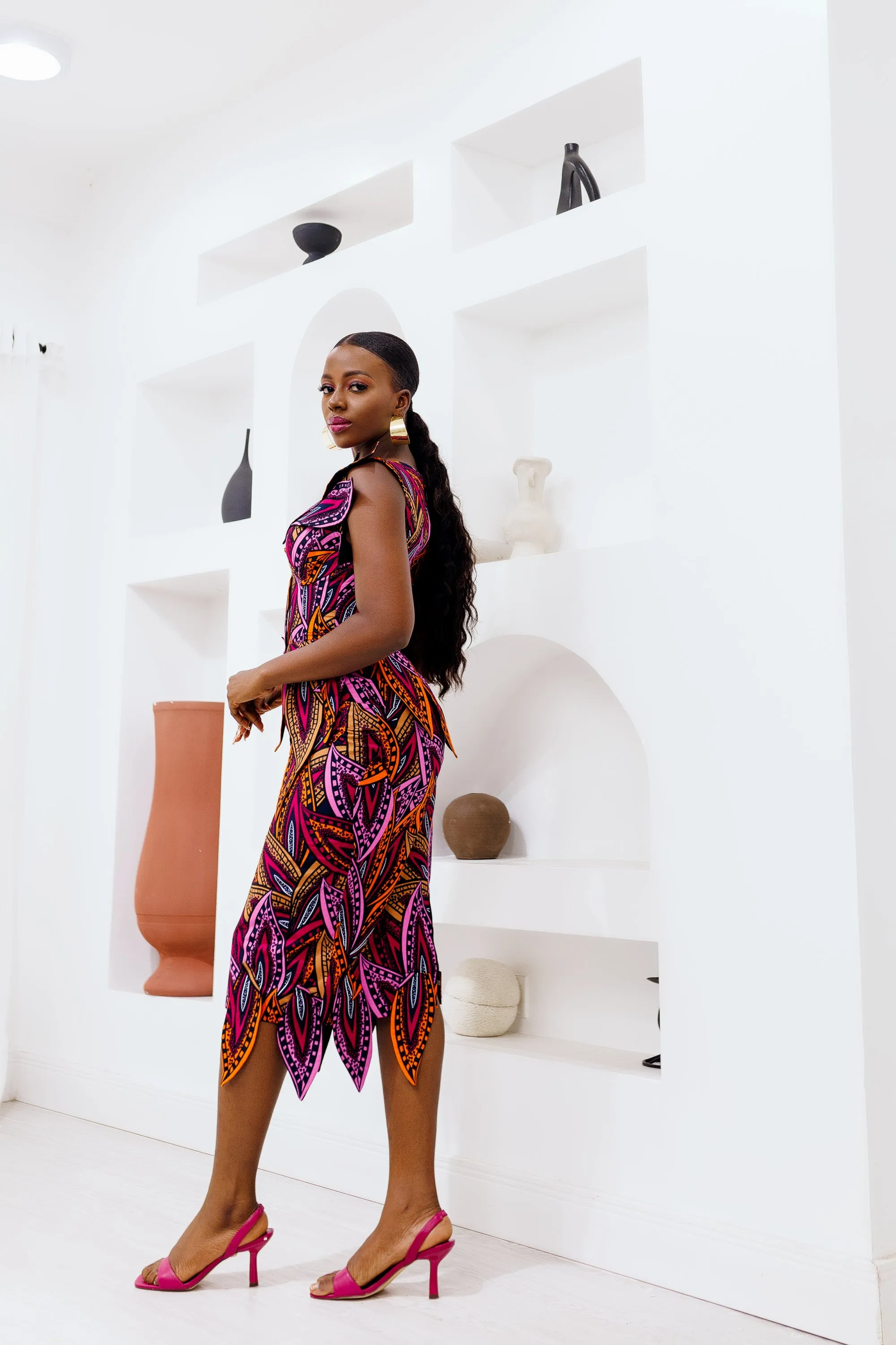 ONOME AFRICAN PRINT MIDI DRESS