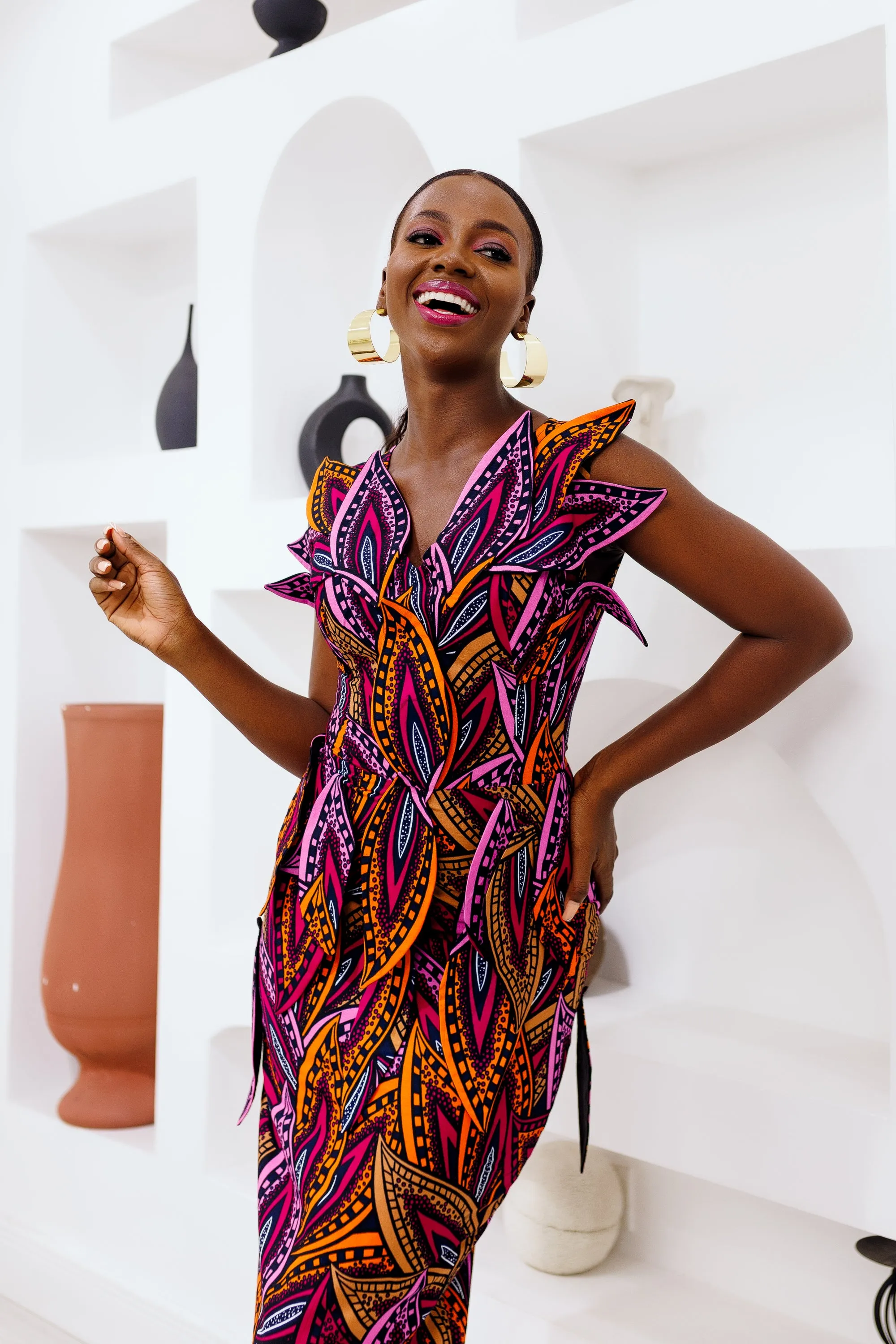 ONOME AFRICAN PRINT MIDI DRESS