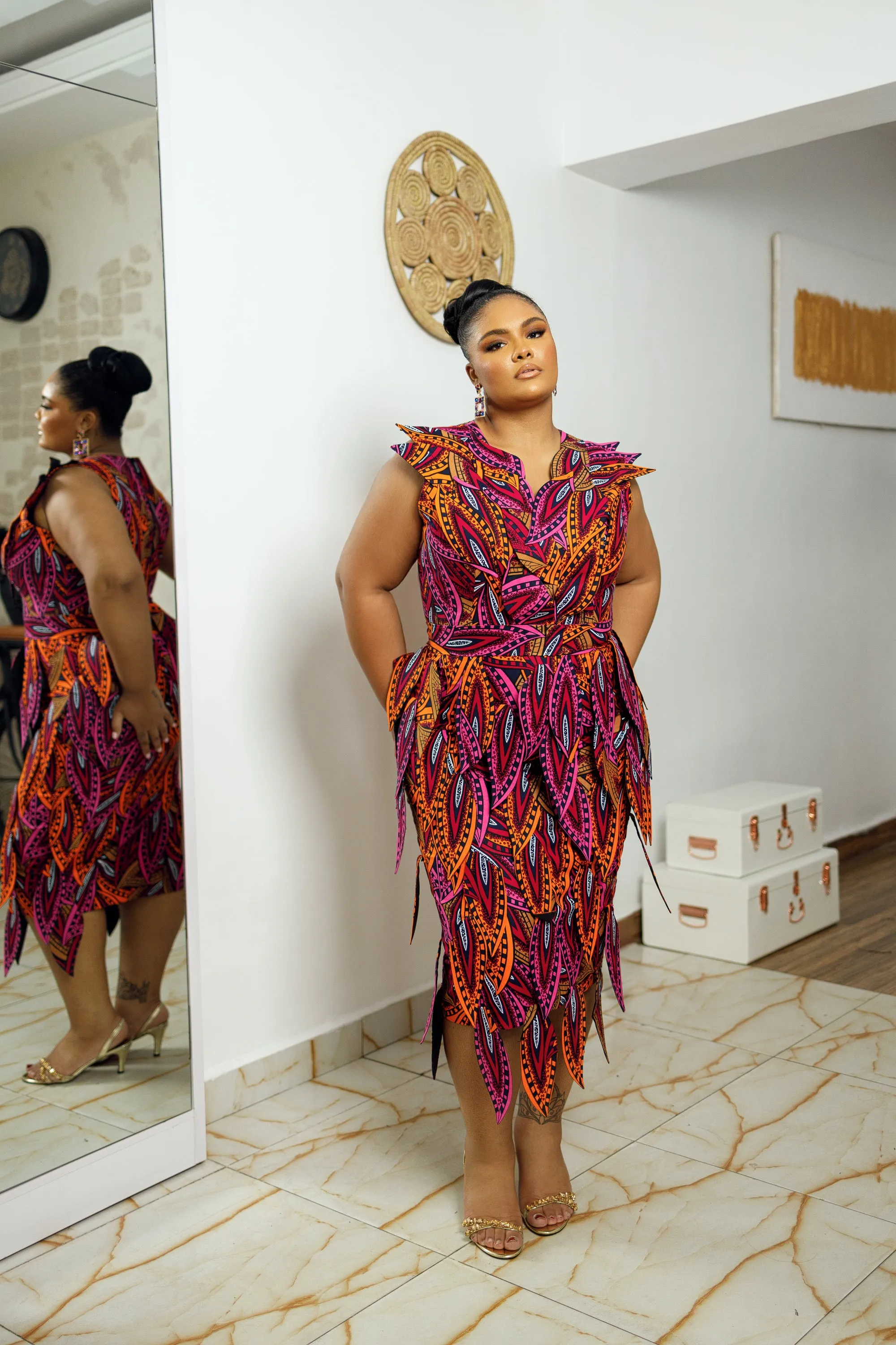 ONOME AFRICAN PRINT MIDI DRESS