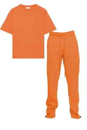 Orange Tshirt Ankle Toggle Sweatpants Set