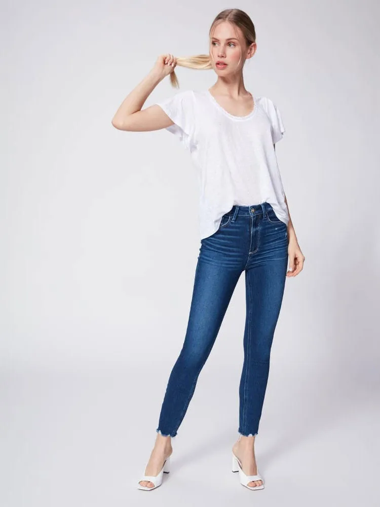 Paige Margot Ankle Jeans With Raw Hem Blue