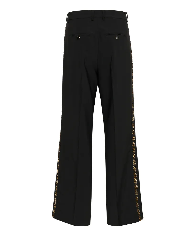 Part Two Cherras Black Sequin Stripe Tuxedo Trousers