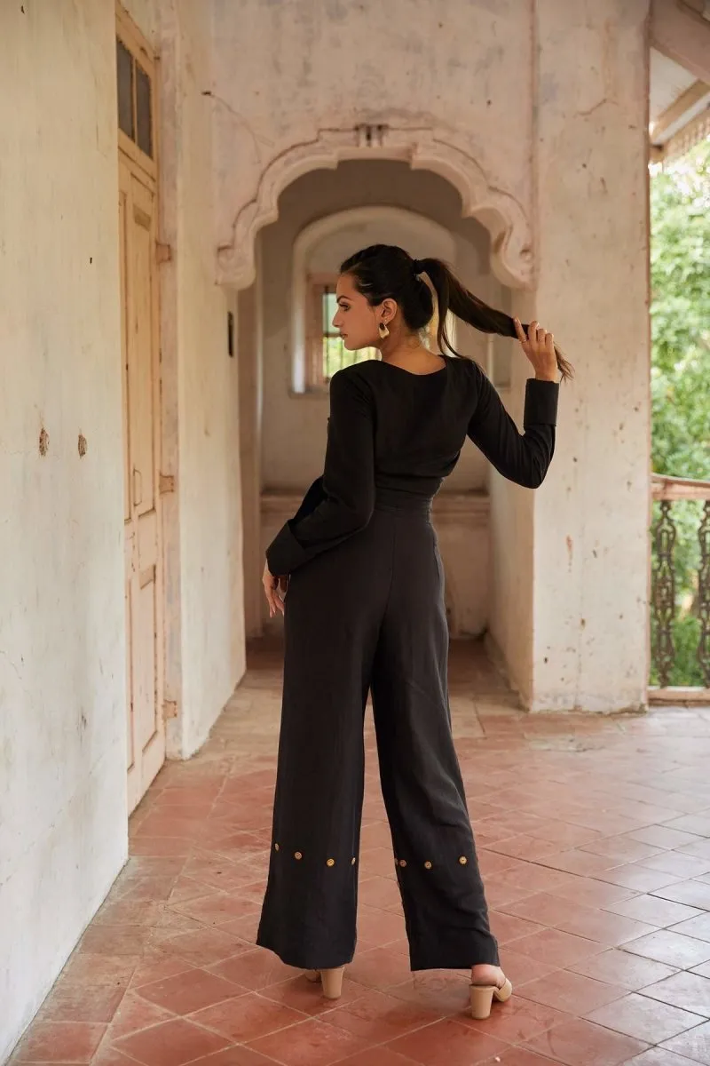 Perched Black Detachable Jumpsuit | Hemp Bamboo Fabric