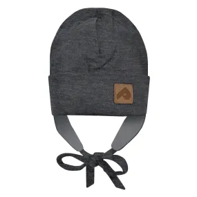 Perlimpinpin Jersey Hat with Fleece Lining and Strings - Gray