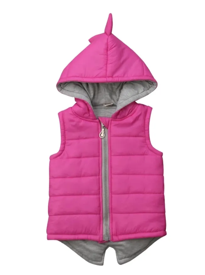 Pink Dino Puffer Jacket,  Sleeveless #1000871