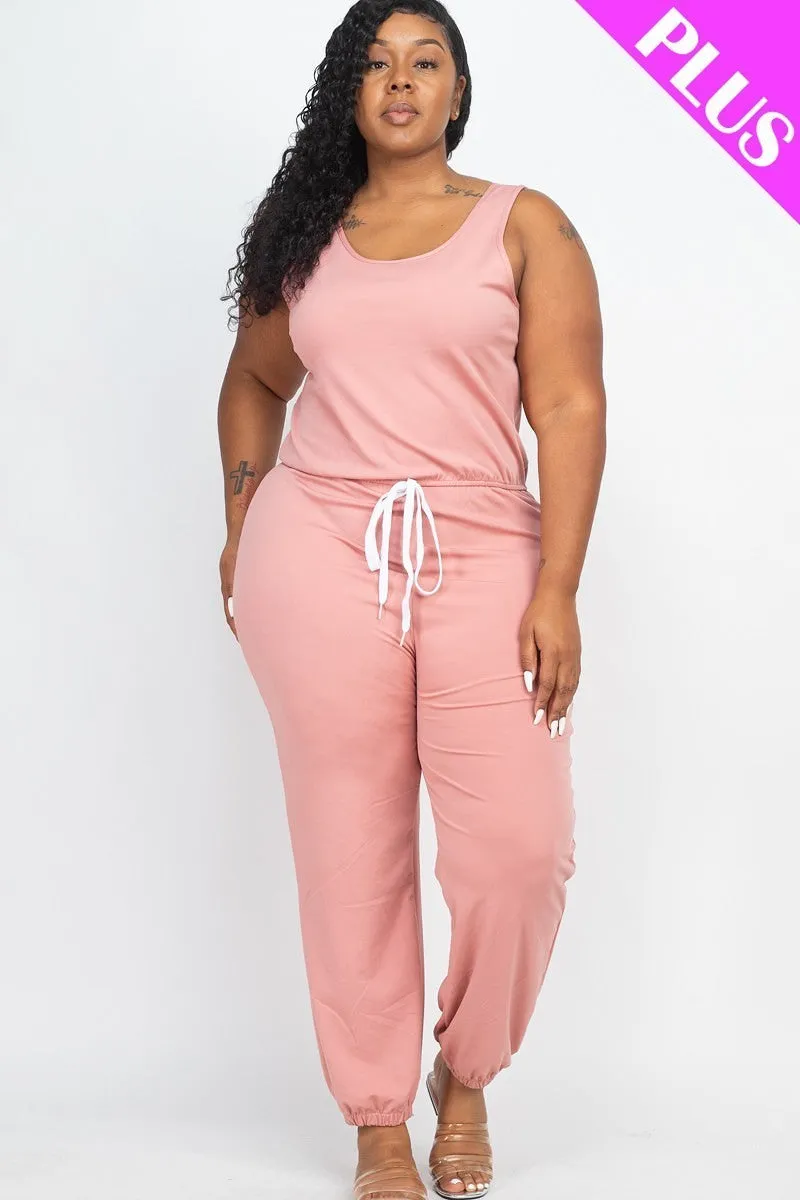 Plus Elasticized Waist Jogger Jumpsuit (Multiple Colors)