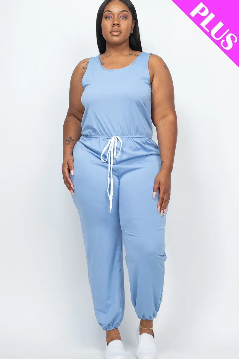 Plus Elasticized Waist Jogger Jumpsuit (Multiple Colors)