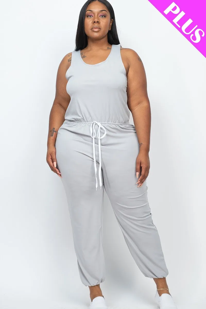 Plus Elasticized Waist Jogger Jumpsuit (Multiple Colors)