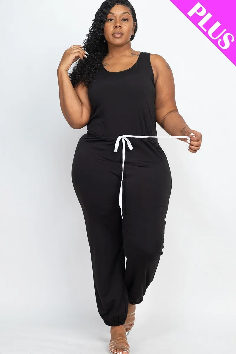 Plus Elasticized Waist Jogger Jumpsuit (Multiple Colors)