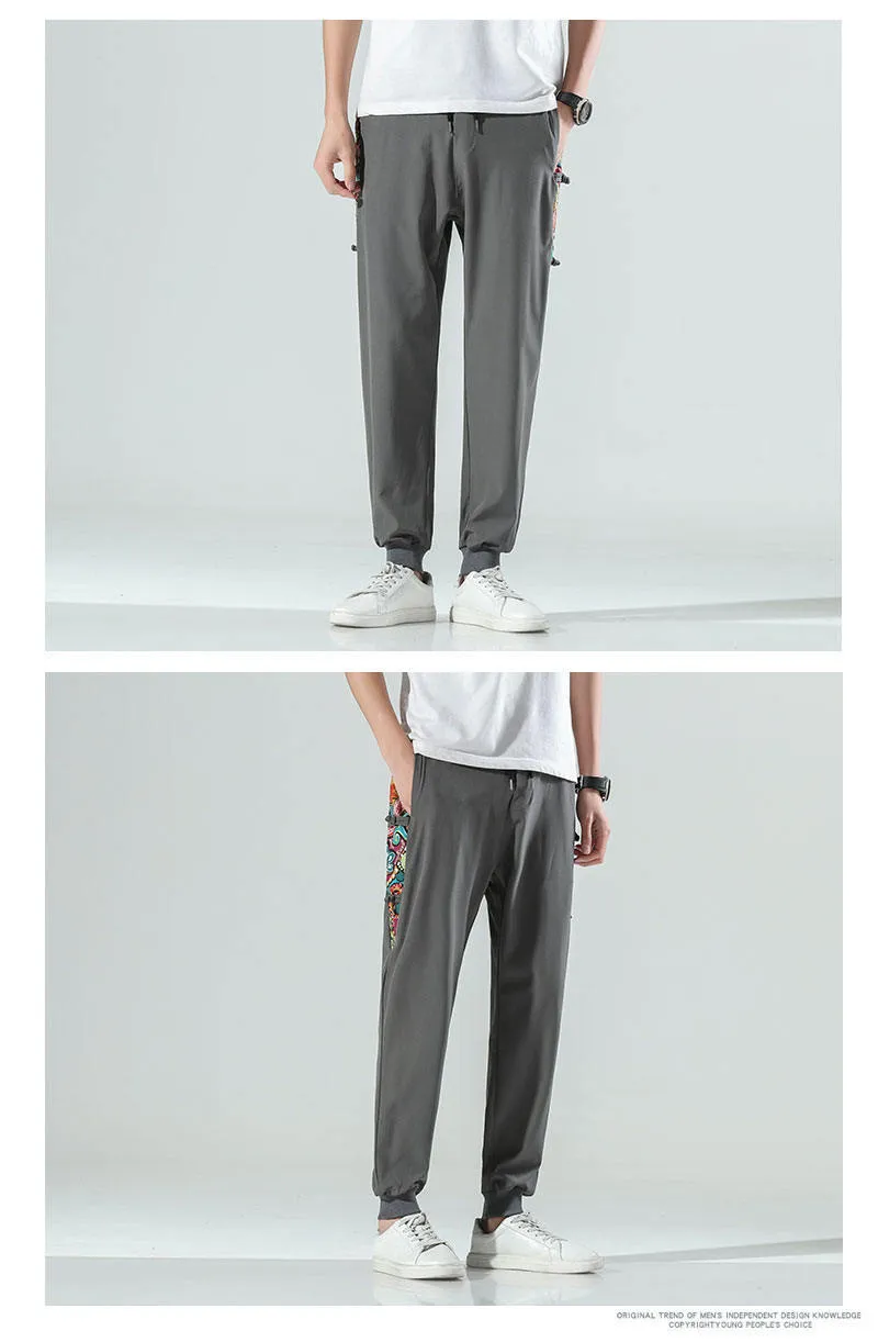 Plus Size Cropped Pants Chinese Style Men's Trendy Casual Pants