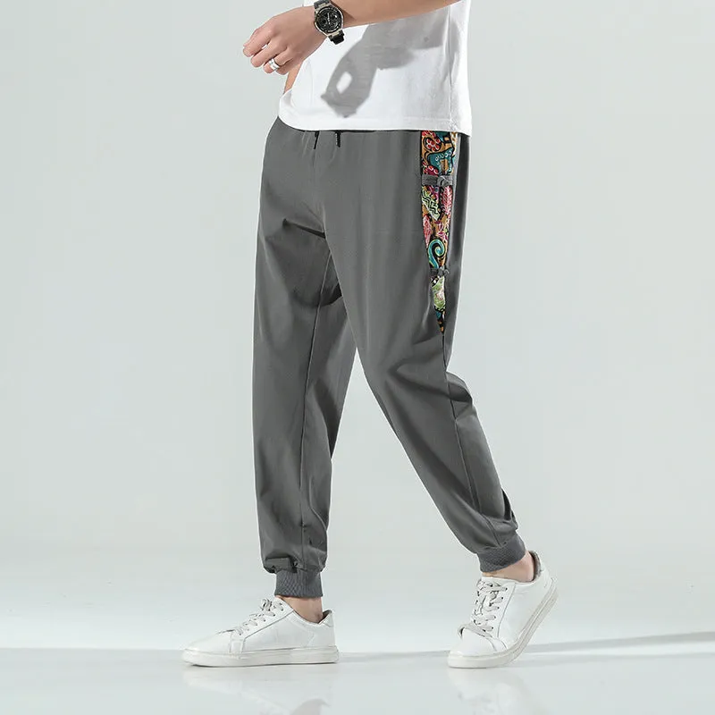 Plus Size Cropped Pants Chinese Style Men's Trendy Casual Pants