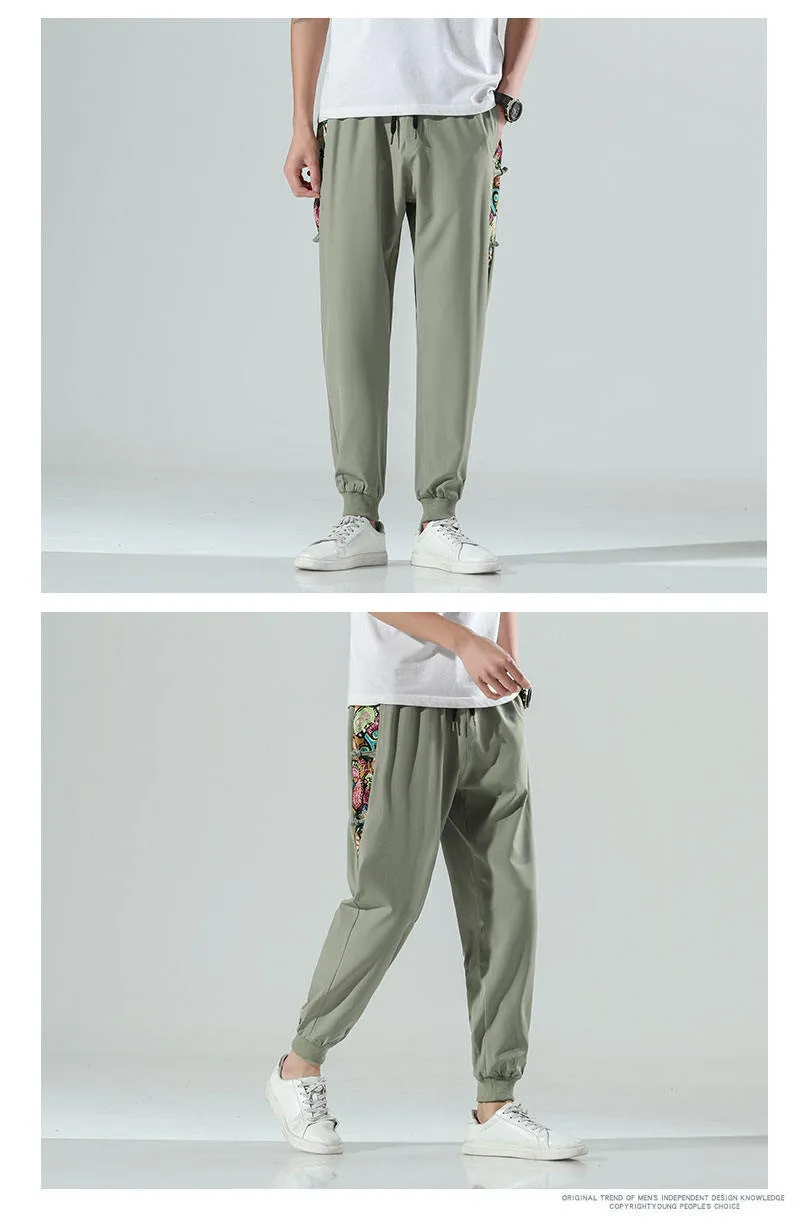 Plus Size Cropped Pants Chinese Style Men's Trendy Casual Pants