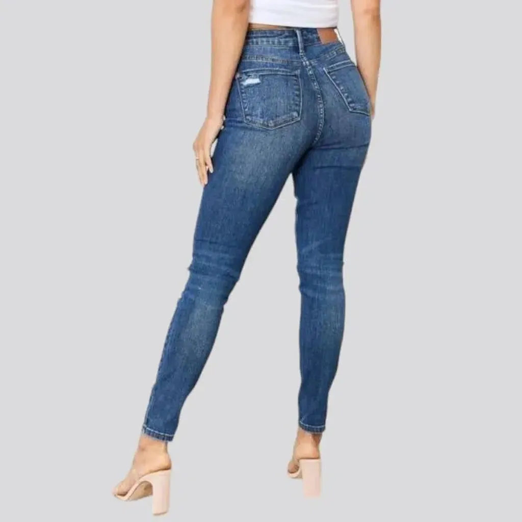 Plus-size whiskered jeans
 for women