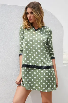 Polka Dot Leather Panel Dress