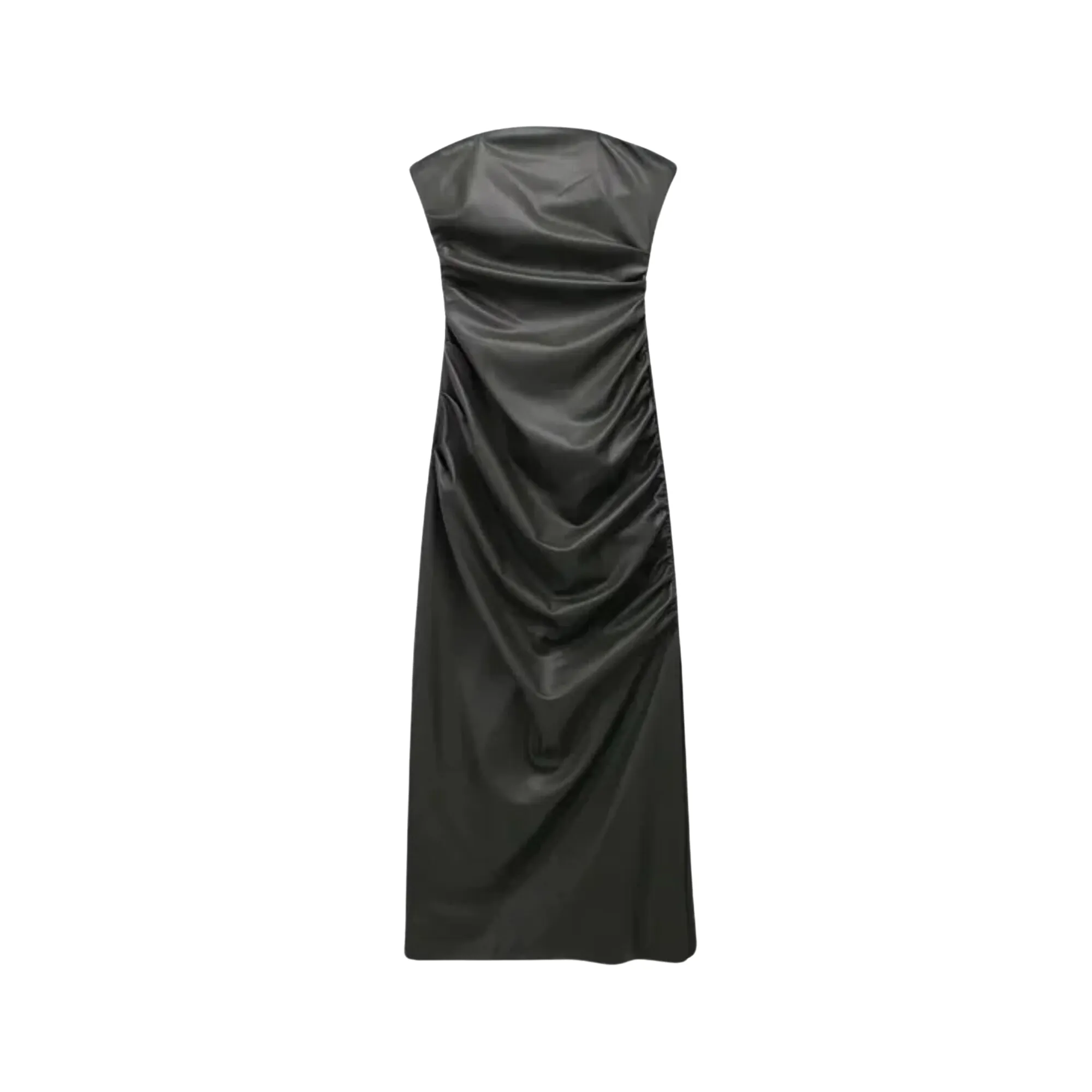 Pre Order:  Strapless Midi Faux Leather Dress