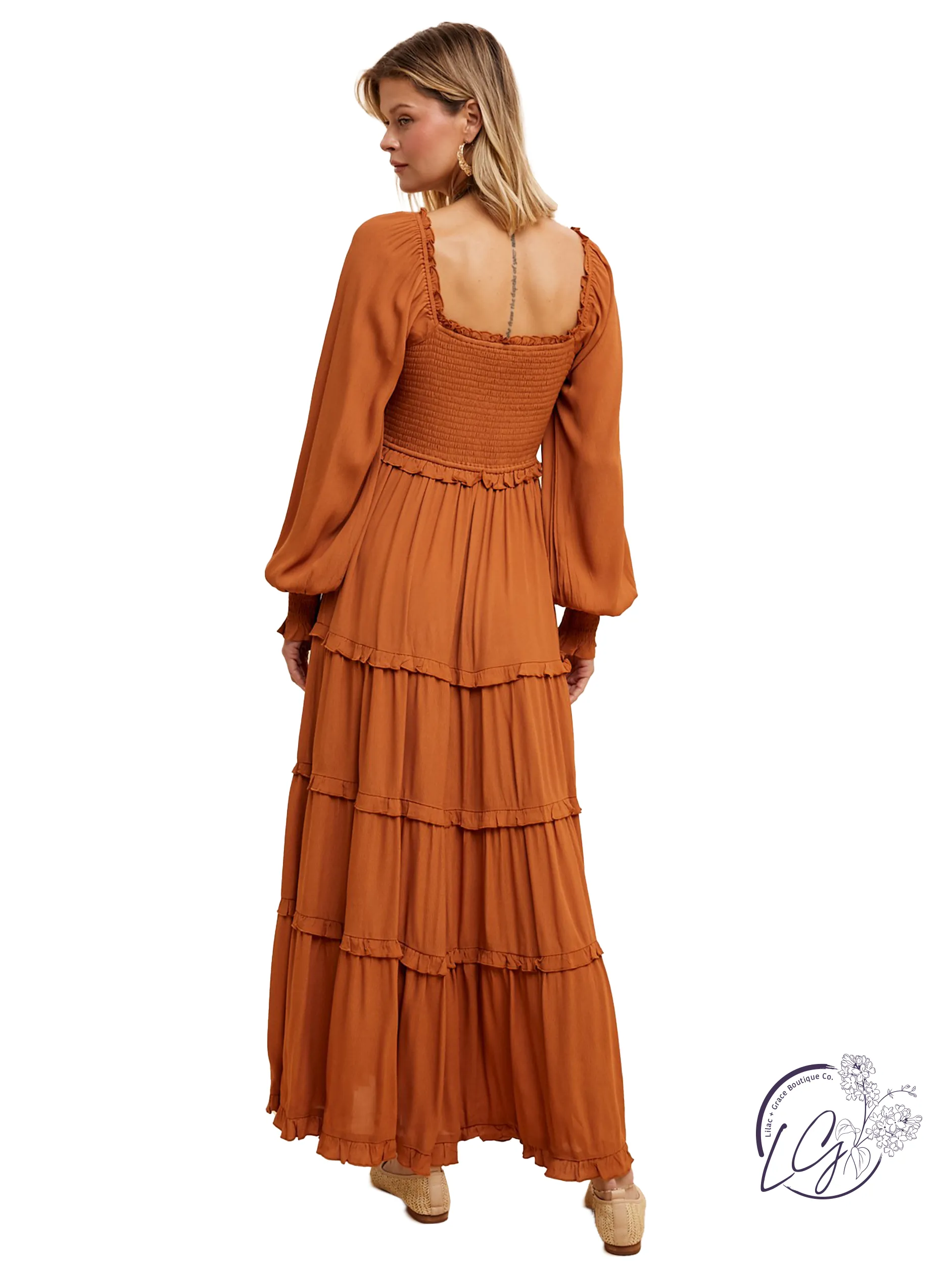 Pumpkin Spice Tiered Maxi Dress