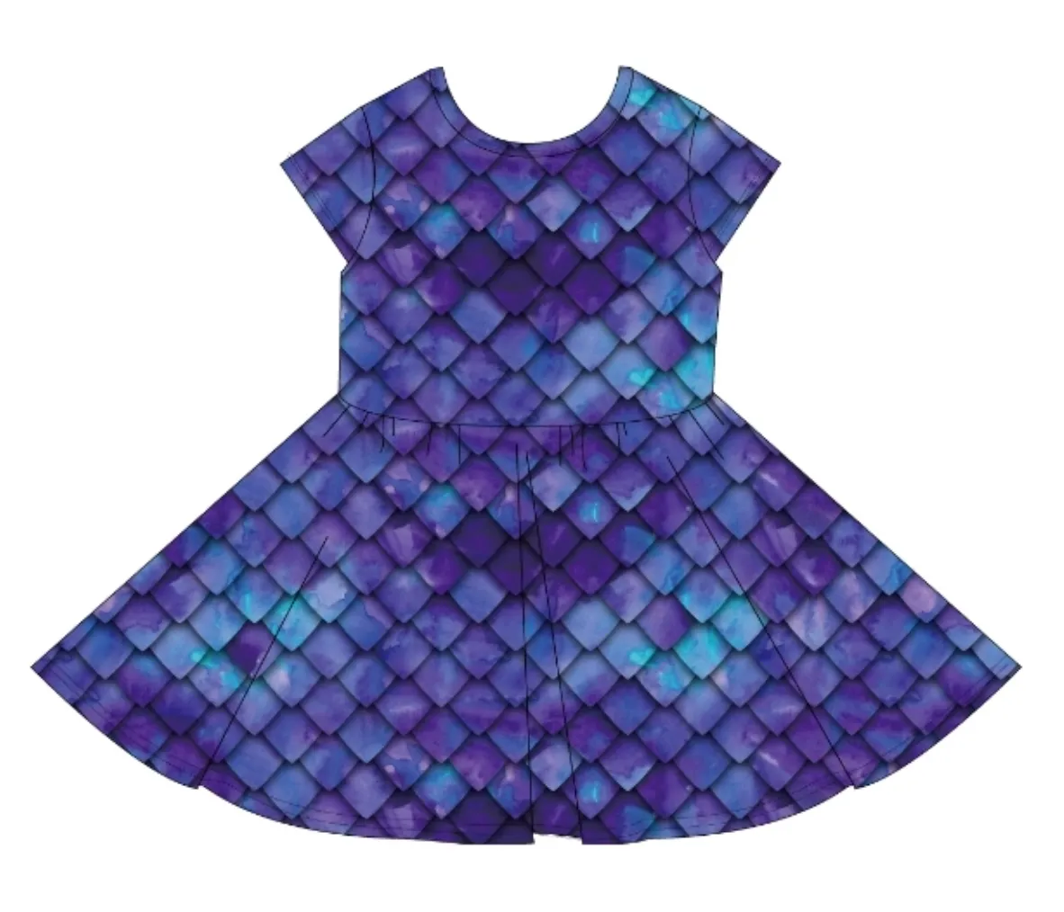 Purple Dragon Scales Short Sleeve Women's Skater Dress