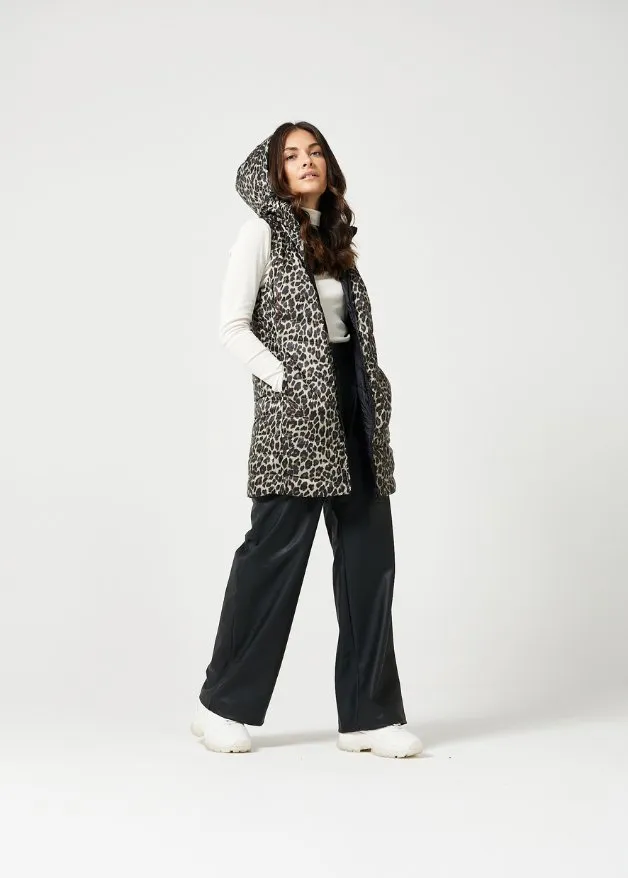 Reversible Classic Leopard Longline Duck Down Puffer Vest