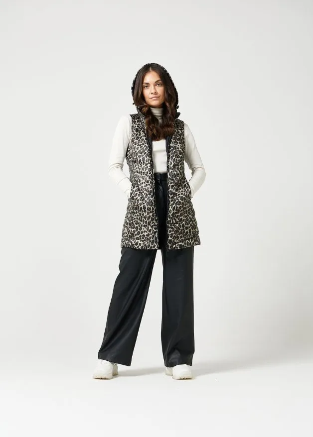 Reversible Classic Leopard Longline Duck Down Puffer Vest