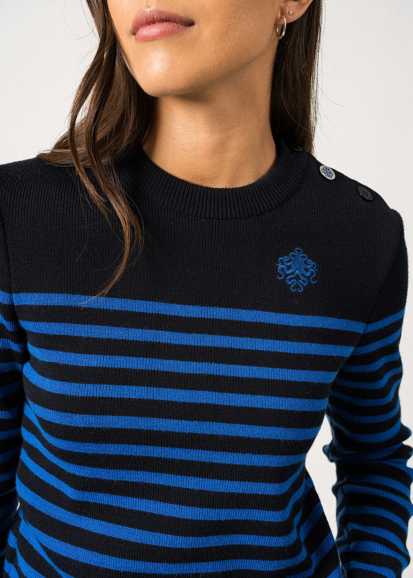 Rives sailor jumper in wool - buttoned round neck (INSIGNE/OXYGENE)