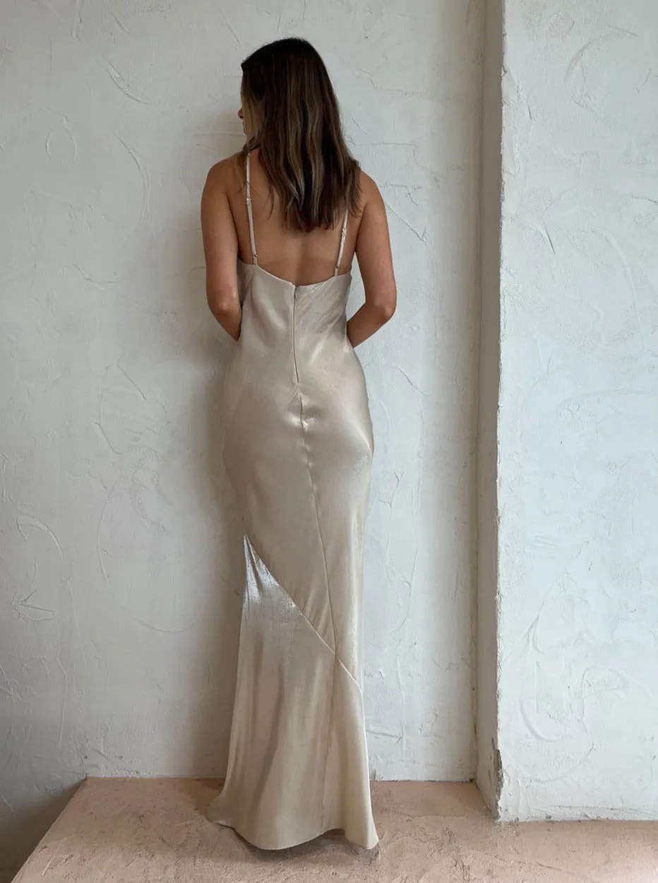 Rumer Illusion X Gown in Nude