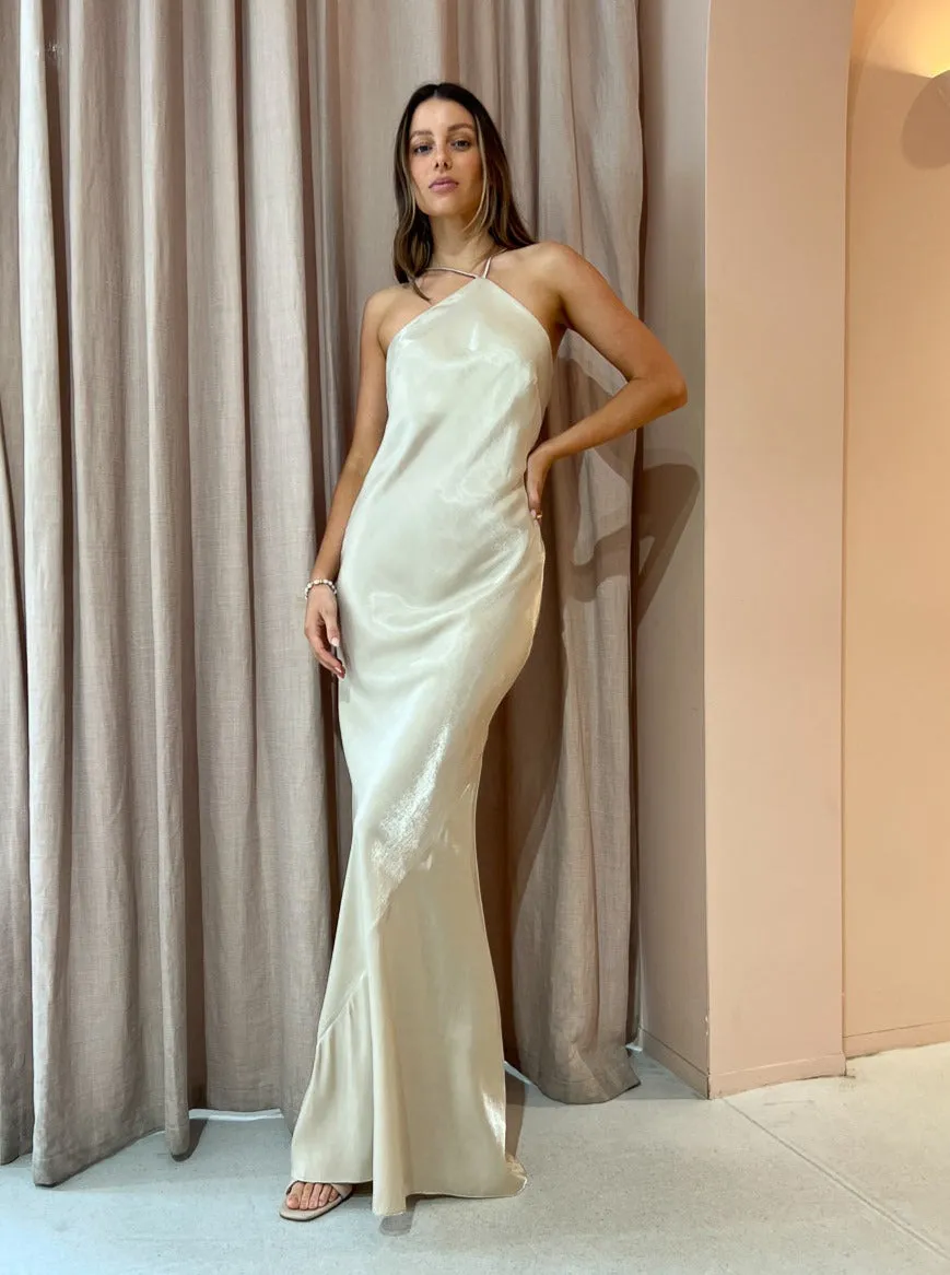 Rumer Illusion X Gown in Nude