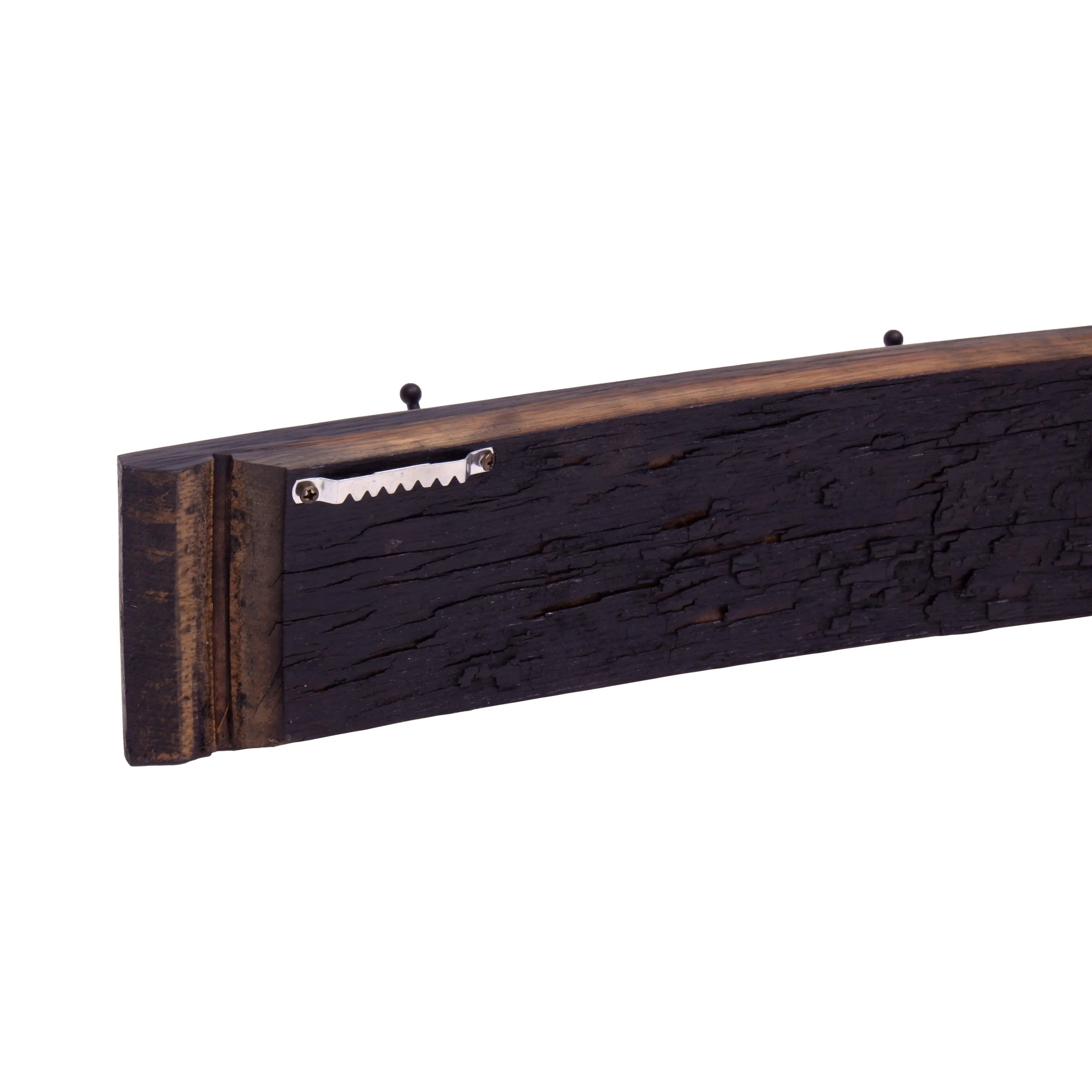 Rustic Wooden Coat Rack With 4 Metal Hooks, Made From Reclaimed Whiskey Barrel Staves