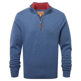 Schoffel Cotton Cashmere 1/4 Zip Jumper - Stone Blue