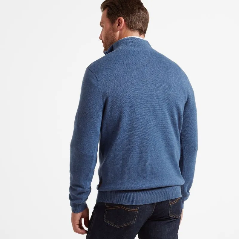 Schoffel Cotton Cashmere 1/4 Zip Jumper - Stone Blue