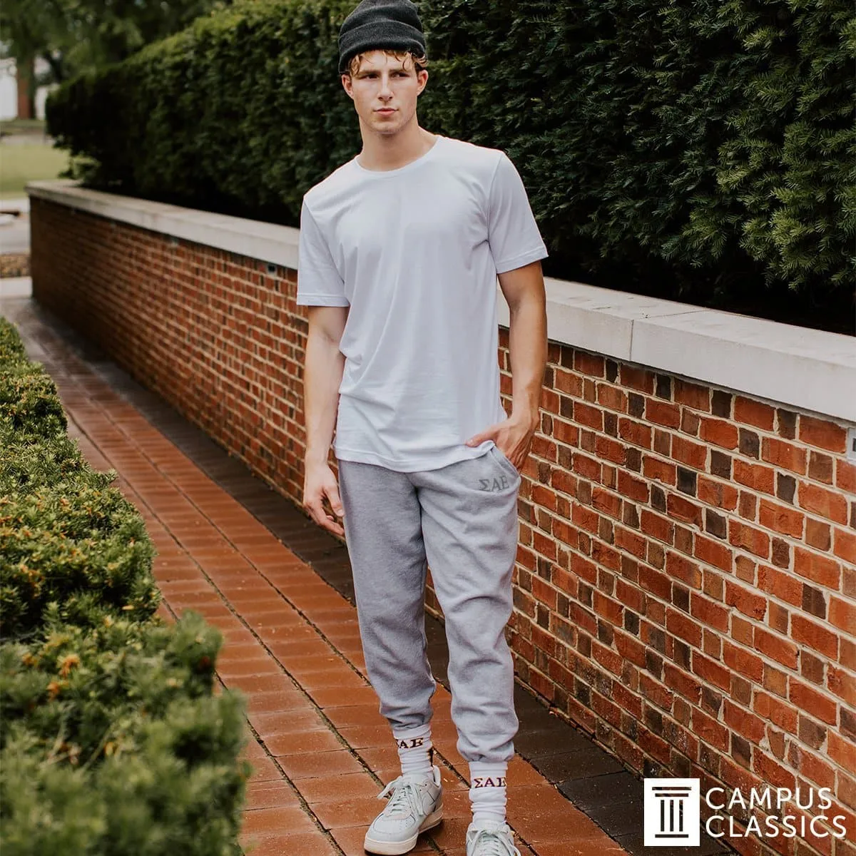 Sig Tau Heather Grey Contrast Joggers