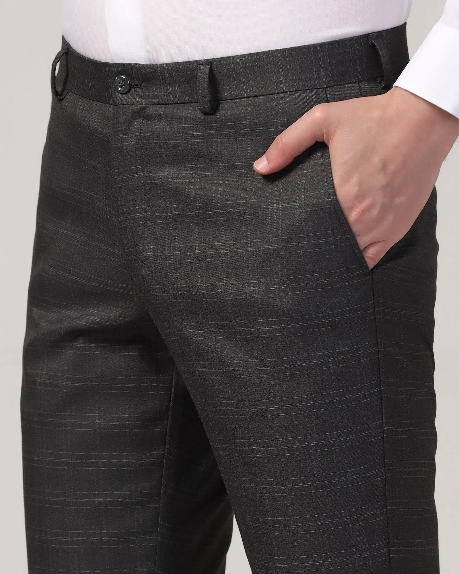 Slim Comfort B-95 Formal Grey Check Trouser - Monic