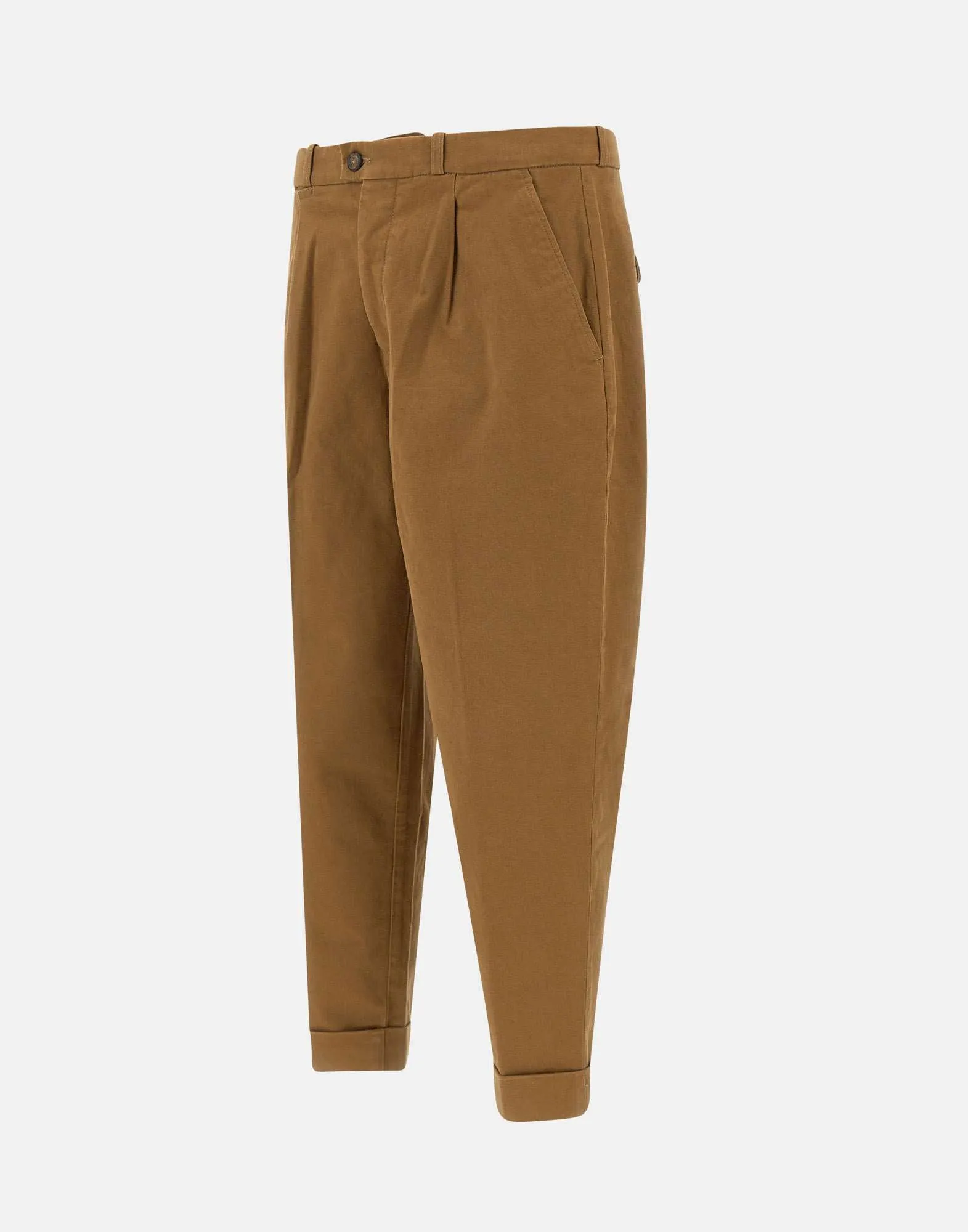 Slim Fit Camel Stretch Trousers