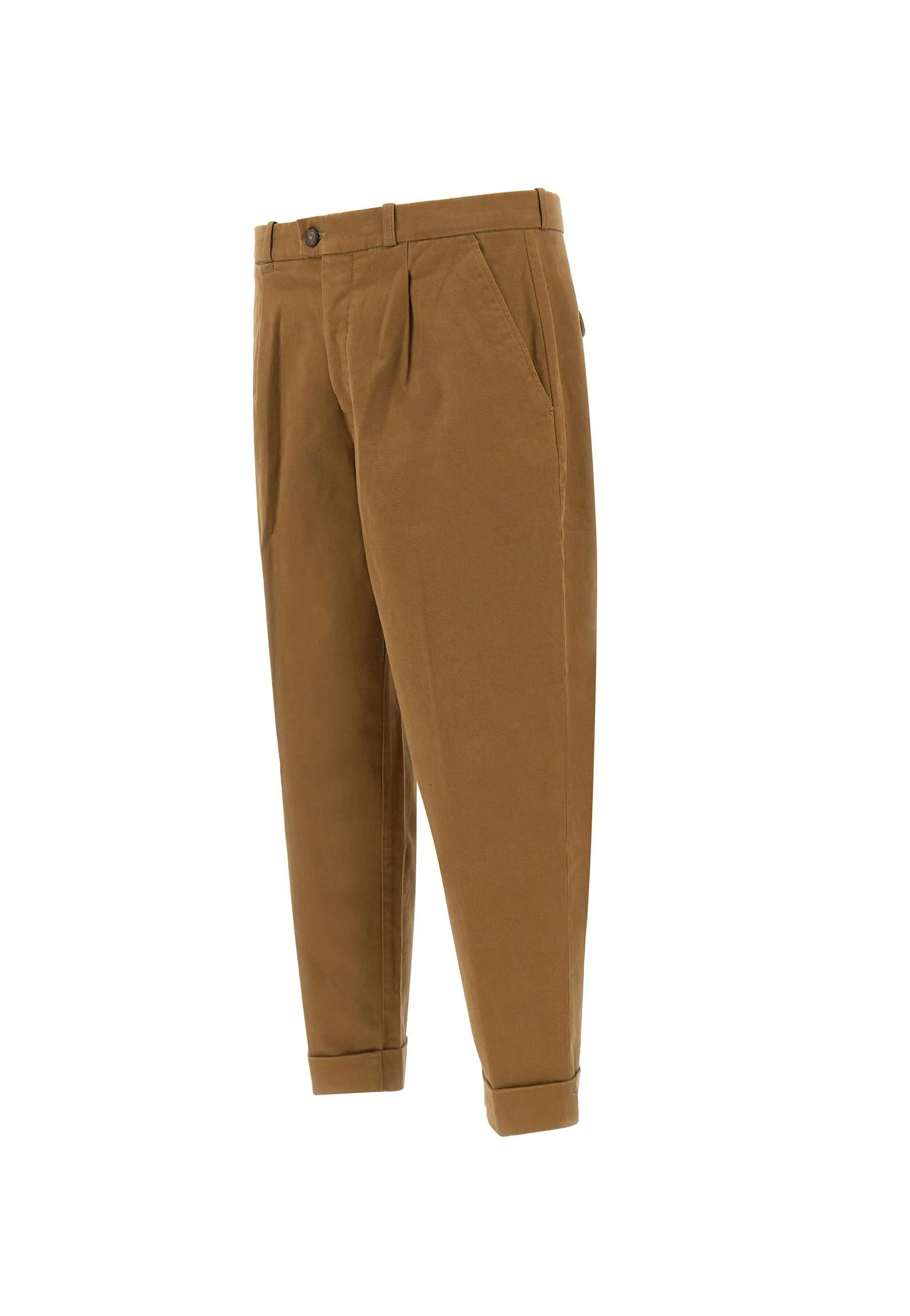 Slim Fit Camel Stretch Trousers