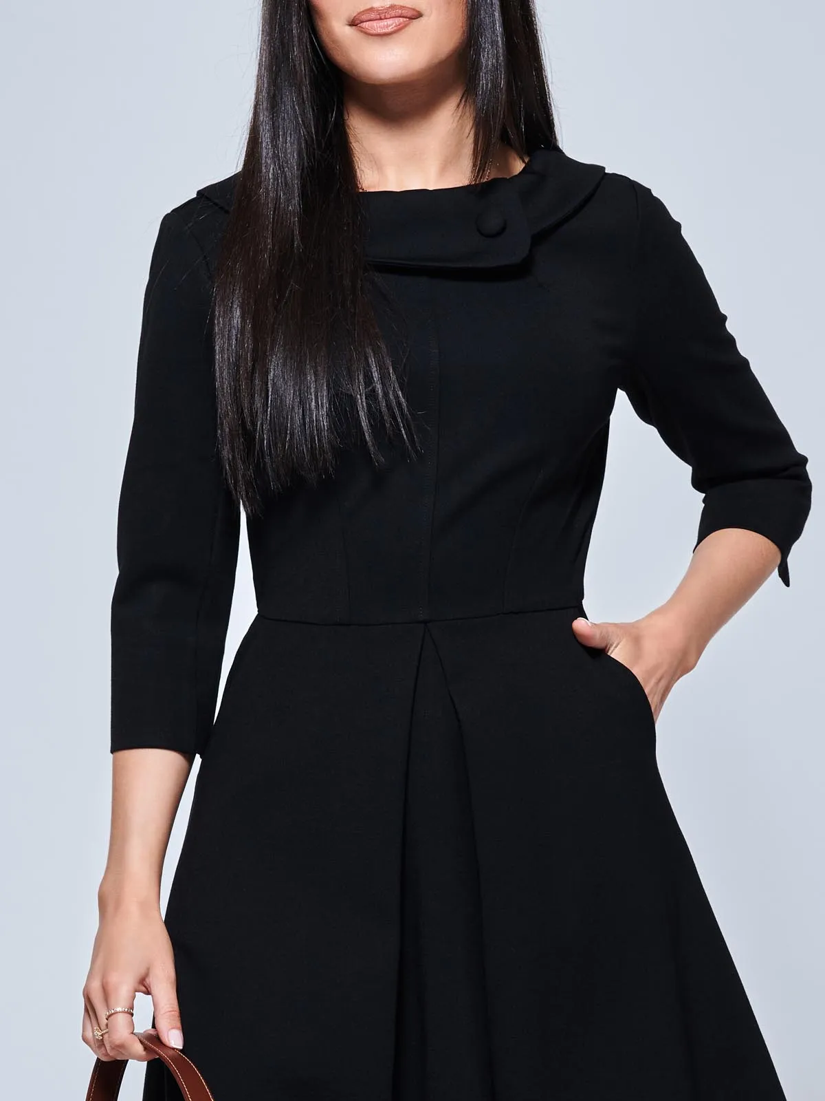 Sloan 3/4 Sleeve Midi Dress, Black