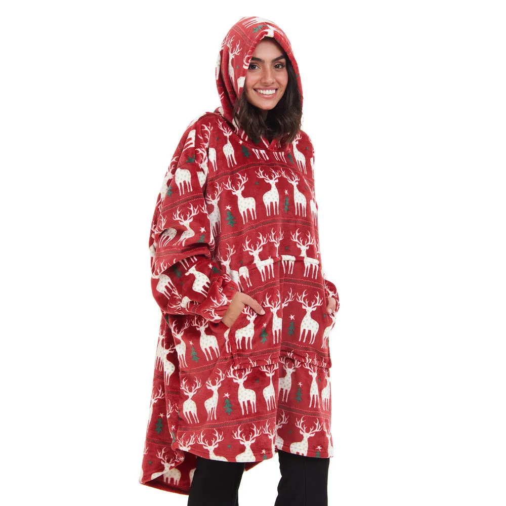 Snuggs Blanket Hoodie Red Christmas