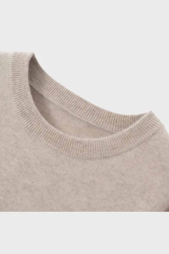 Solid Crew Neck Cashmere Sweater