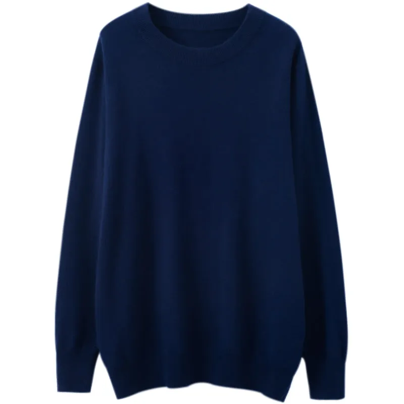 Solid Crew Neck Cashmere Sweater