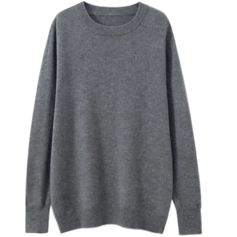 Solid Crew Neck Cashmere Sweater