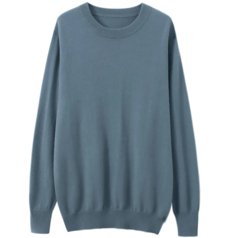 Solid Crew Neck Cashmere Sweater