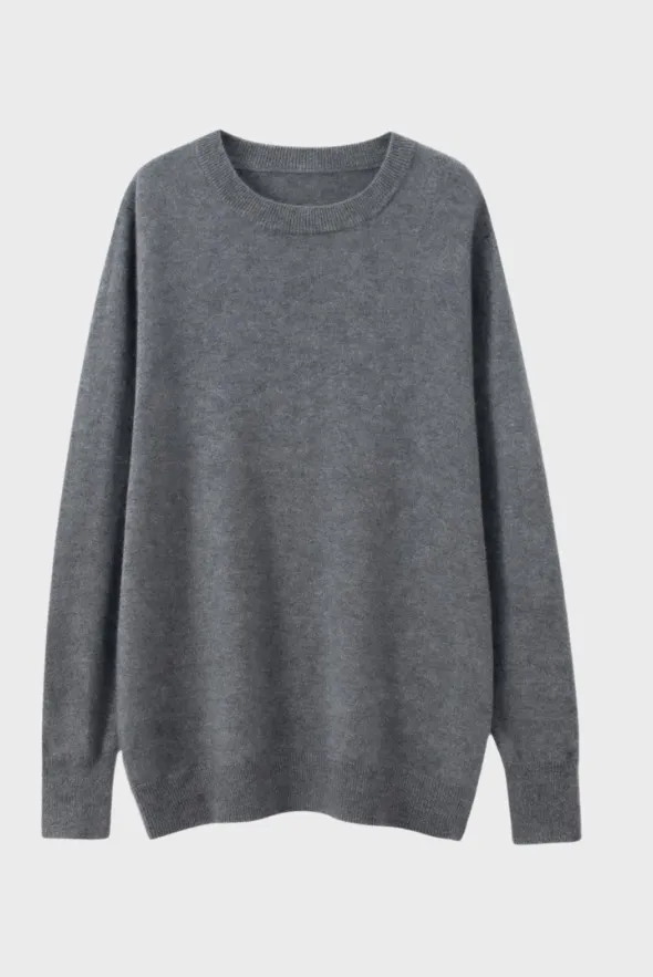 Solid Crew Neck Cashmere Sweater