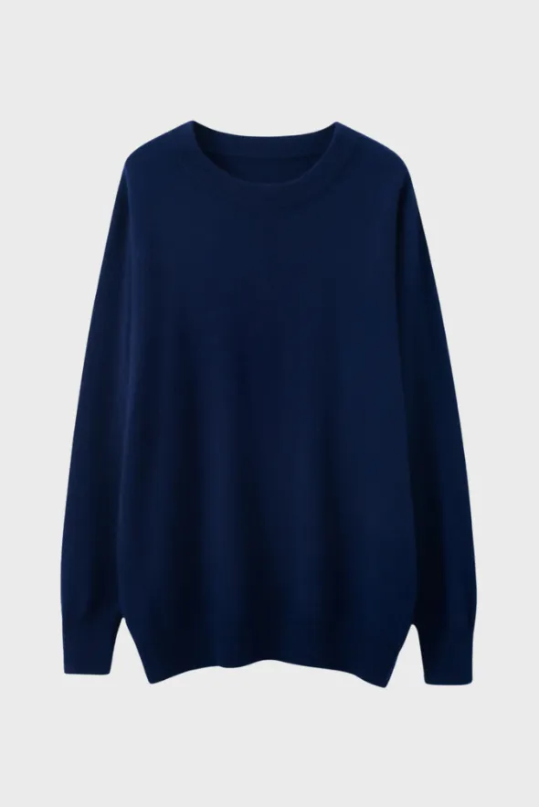 Solid Crew Neck Cashmere Sweater