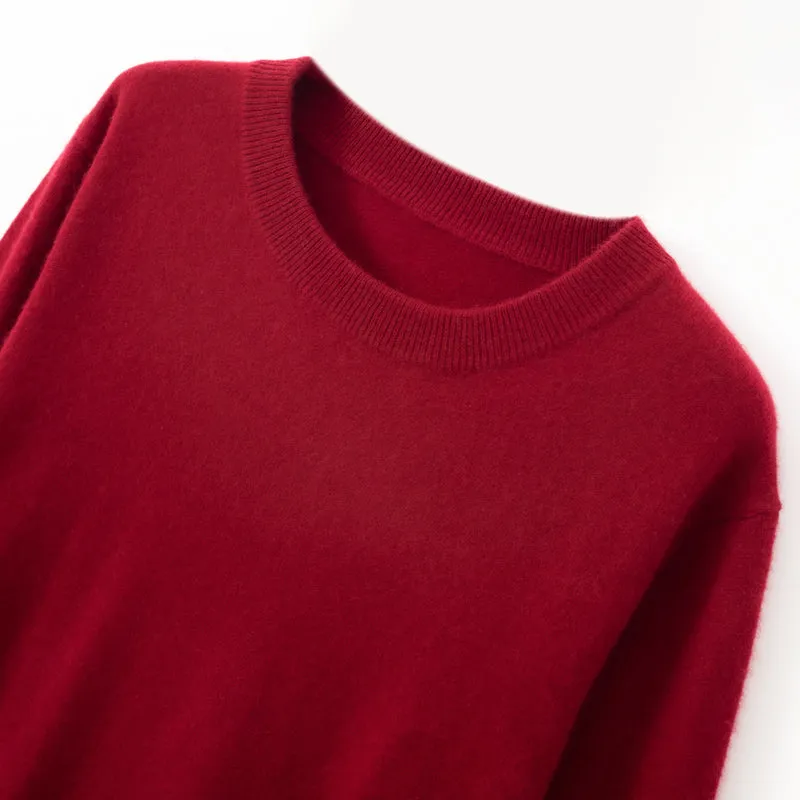 Solid Crew Neck Cashmere Sweater